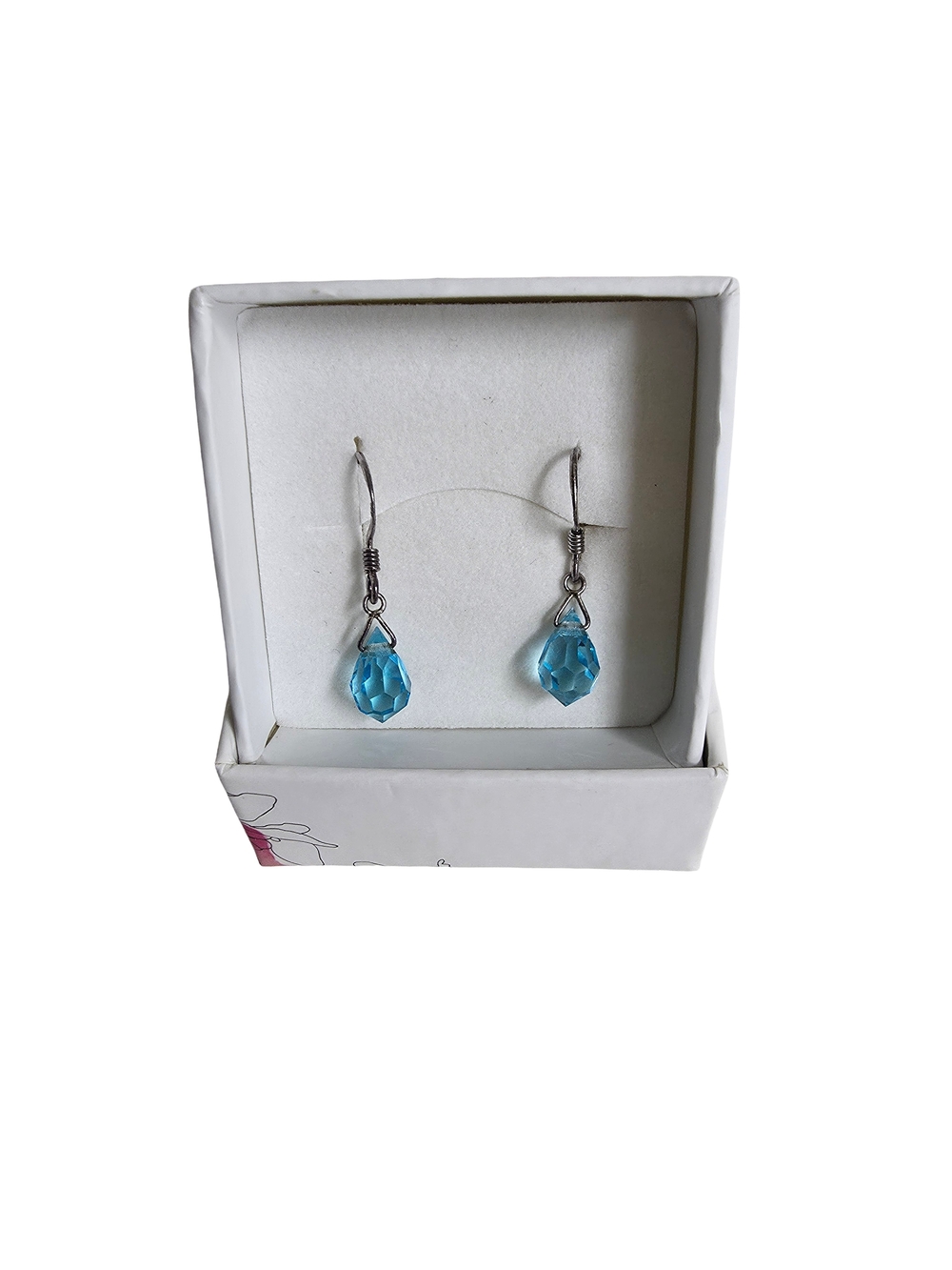Magnolia Silver Jewellery Blue Faceted Crystal Drop Earrings